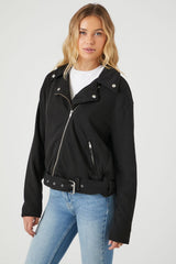 Asymmetrical French Terry Moto Jacket