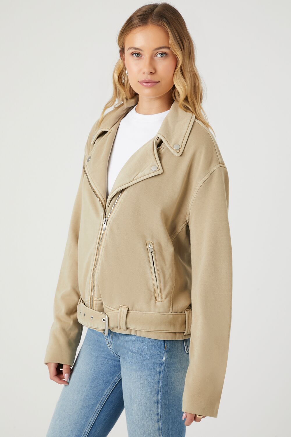 Asymmetrical French Terry Moto Jacket