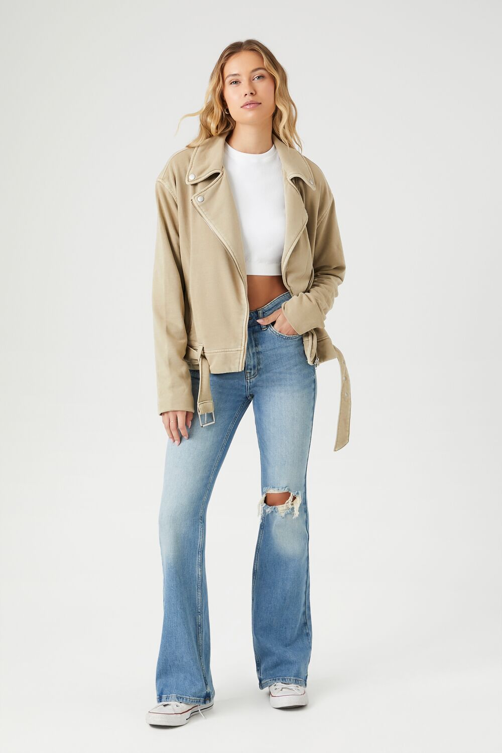 Asymmetrical French Terry Moto Jacket