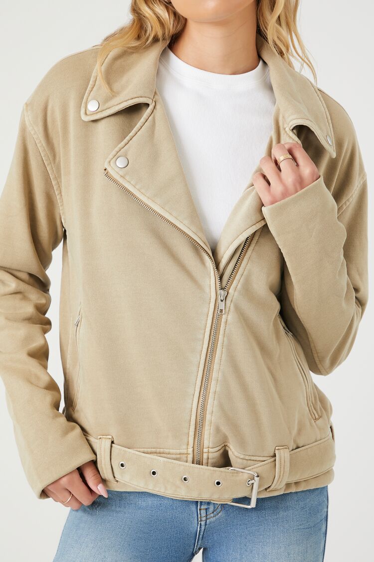 Asymmetrical French Terry Moto Jacket