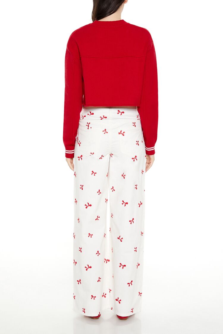 Bow Embroidered Baggy Pants