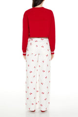 Bow Embroidered Baggy Pants