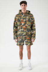 Abstract Print Drawstring Hoodie