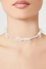 Beaded Bow Choker Necklace