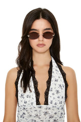 Butterfly Rimless Oval Sunglasses