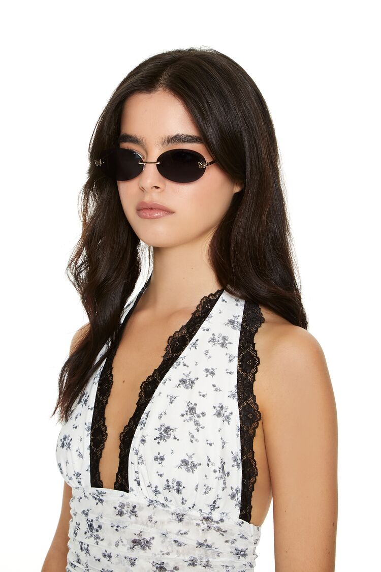 Butterfly Rimless Oval Sunglasses