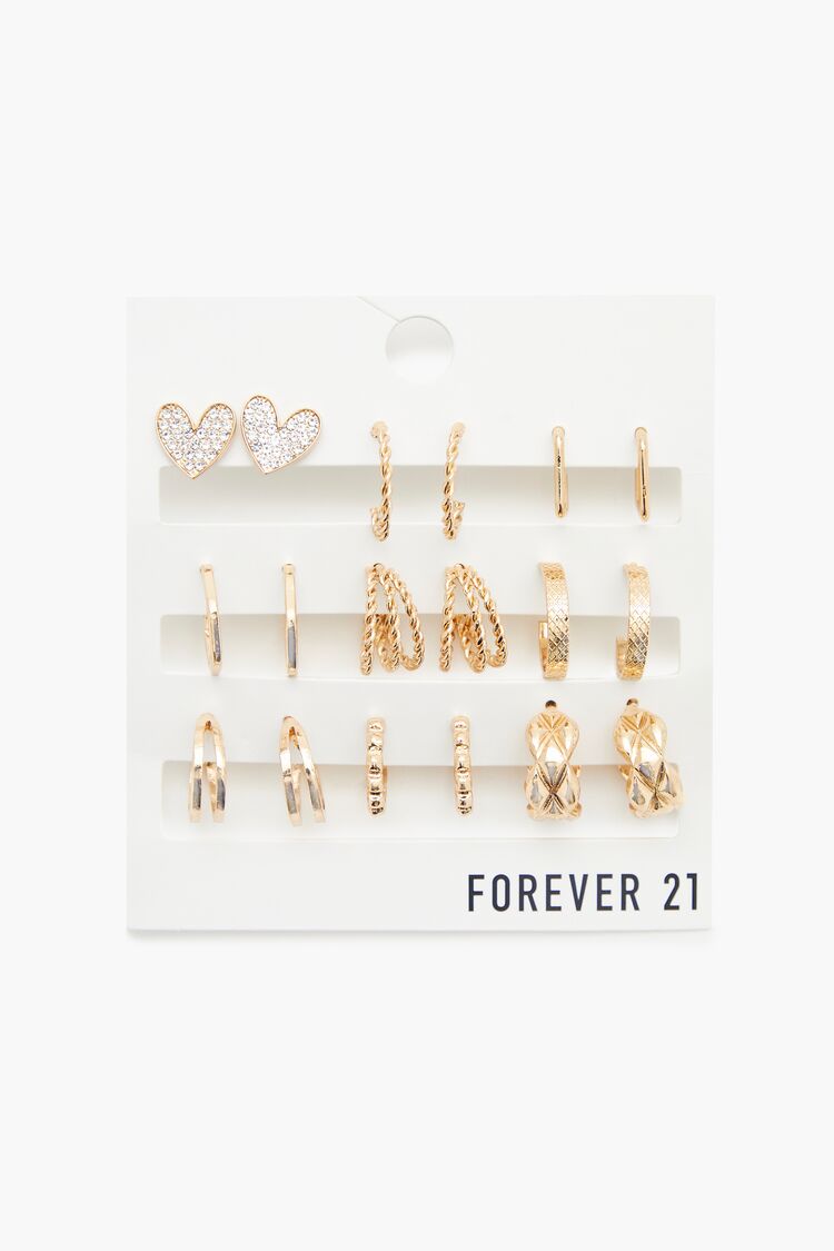 Assorted Hoop & Heart Earrings Set