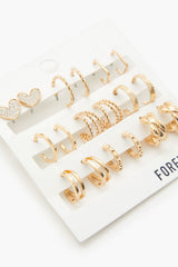 Assorted Hoop & Heart Earrings Set