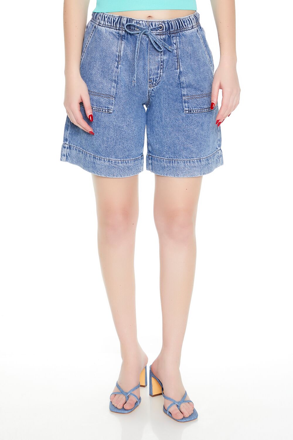 Baggy Drawstring Denim Shorts