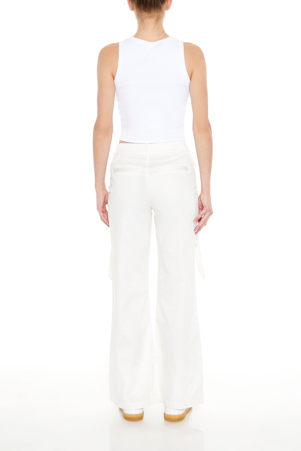 Buckled Twill Wide-Leg Pants