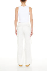 Buckled Twill Wide-Leg Pants