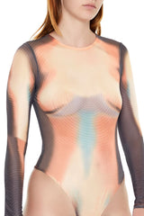 Abstract Print Mesh Bodysuit
