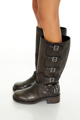 Buckled Knee-High Boots (Wide)