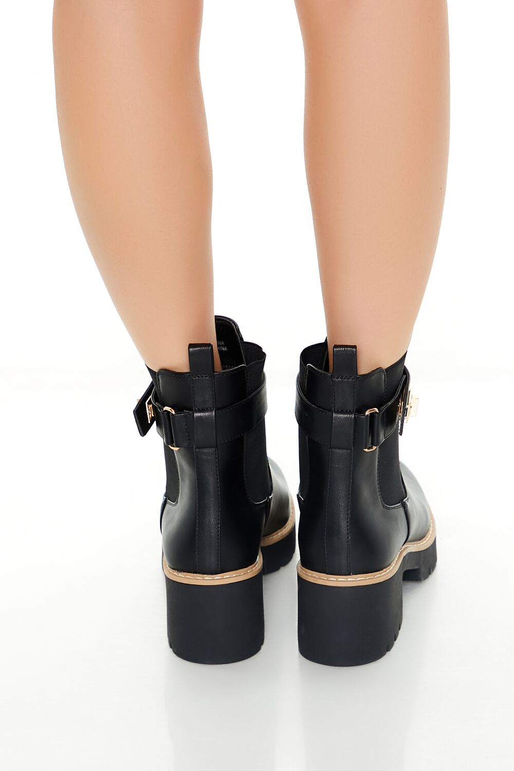 Buckled Two-Tone Chelsea Booties