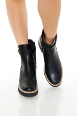 Buckled Two-Tone Chelsea Booties