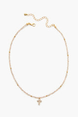 Beaded Cross Charm Necklace