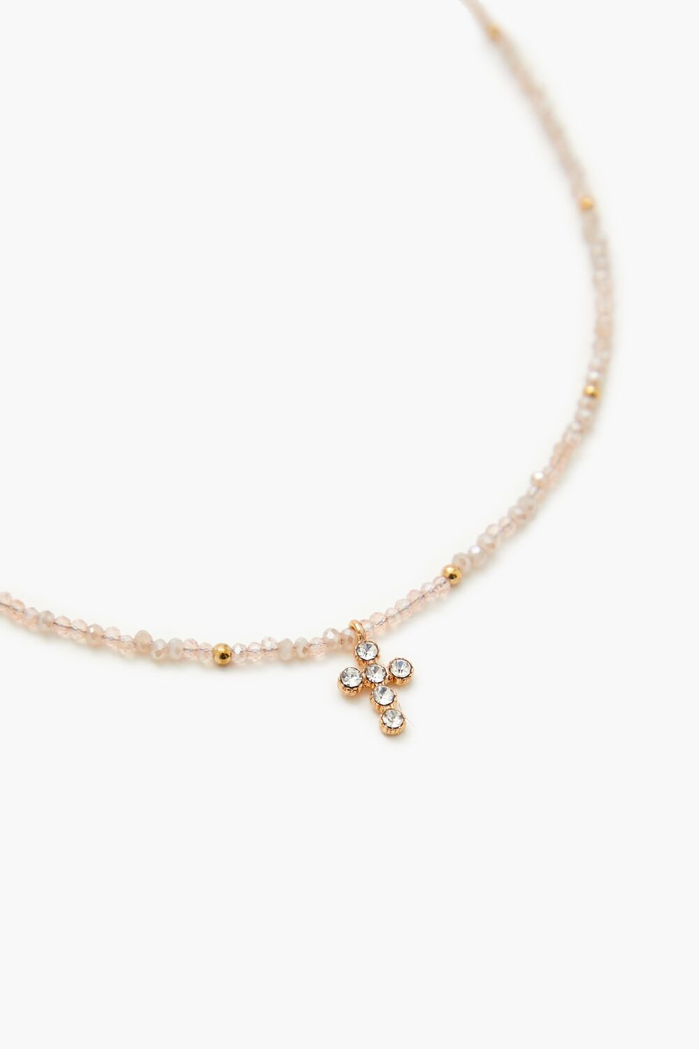 Beaded Cross Charm Necklace