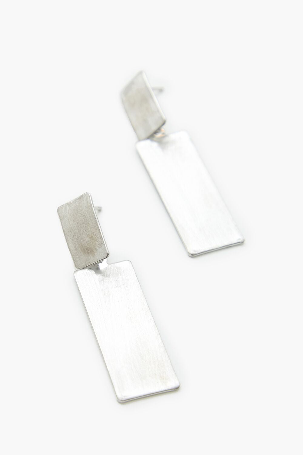 Brushed Rectangular Drop Earrings