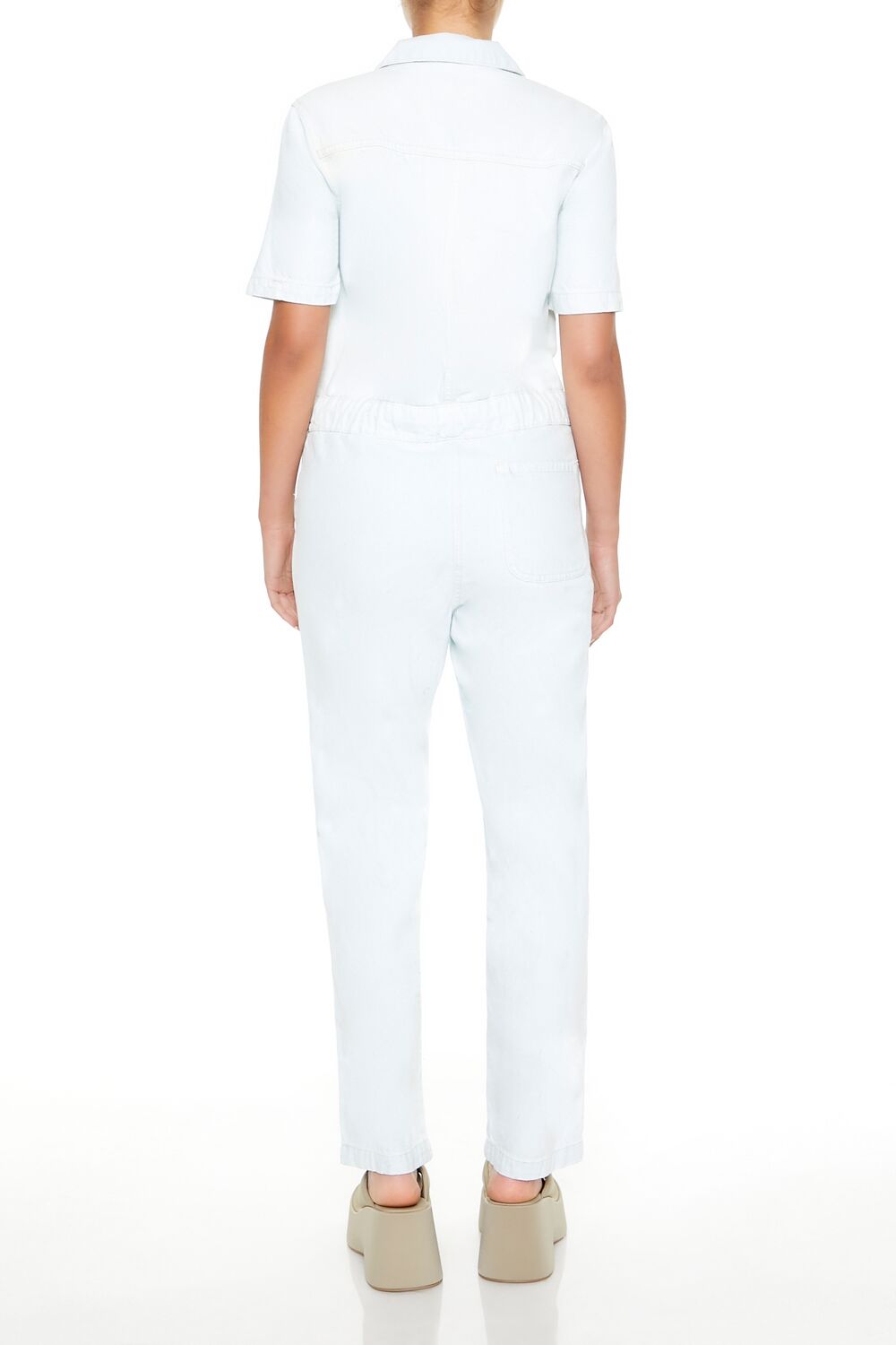 Button-Front Denim Jumpsuit