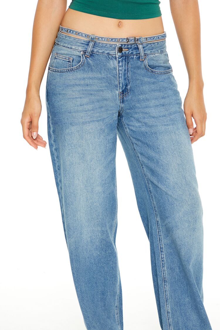Belted Low-Rise Baggy Jeans