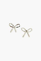 Beaded Bow Stud Earrings