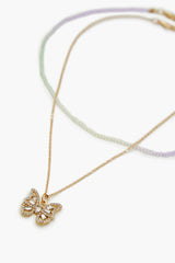Butterfly & Bead Necklace Set