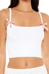 Bow Sweater-Knit Cropped Cami