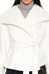 Brushed Tie-Waist Wrap Coat