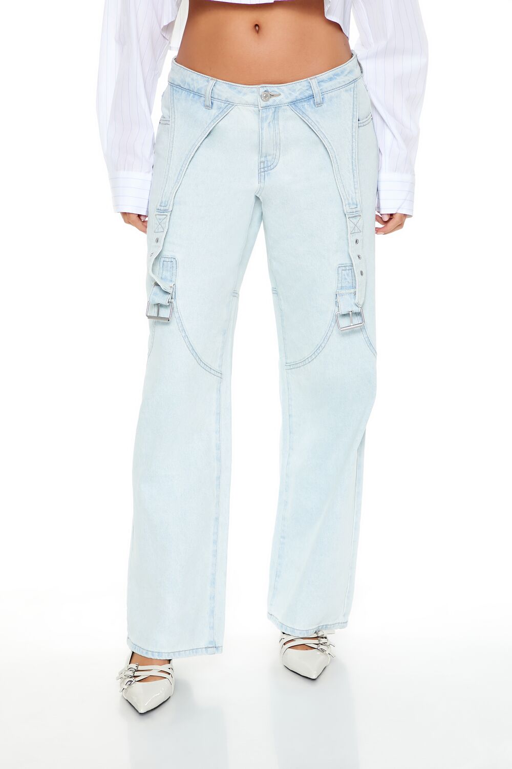 Buckled Low-Rise Baggy Jeans