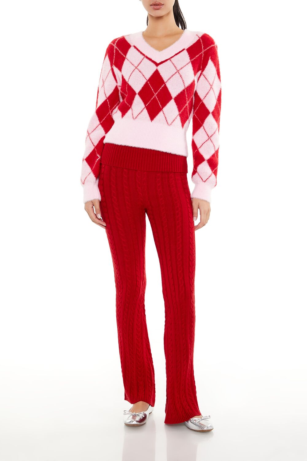 Argyle Fuzzy Knit Sweater