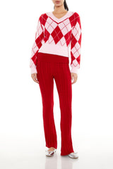 Argyle Fuzzy Knit Sweater