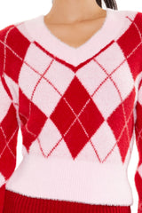 Argyle Fuzzy Knit Sweater