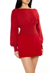 Balloon-Sleeve Cropped Sweater