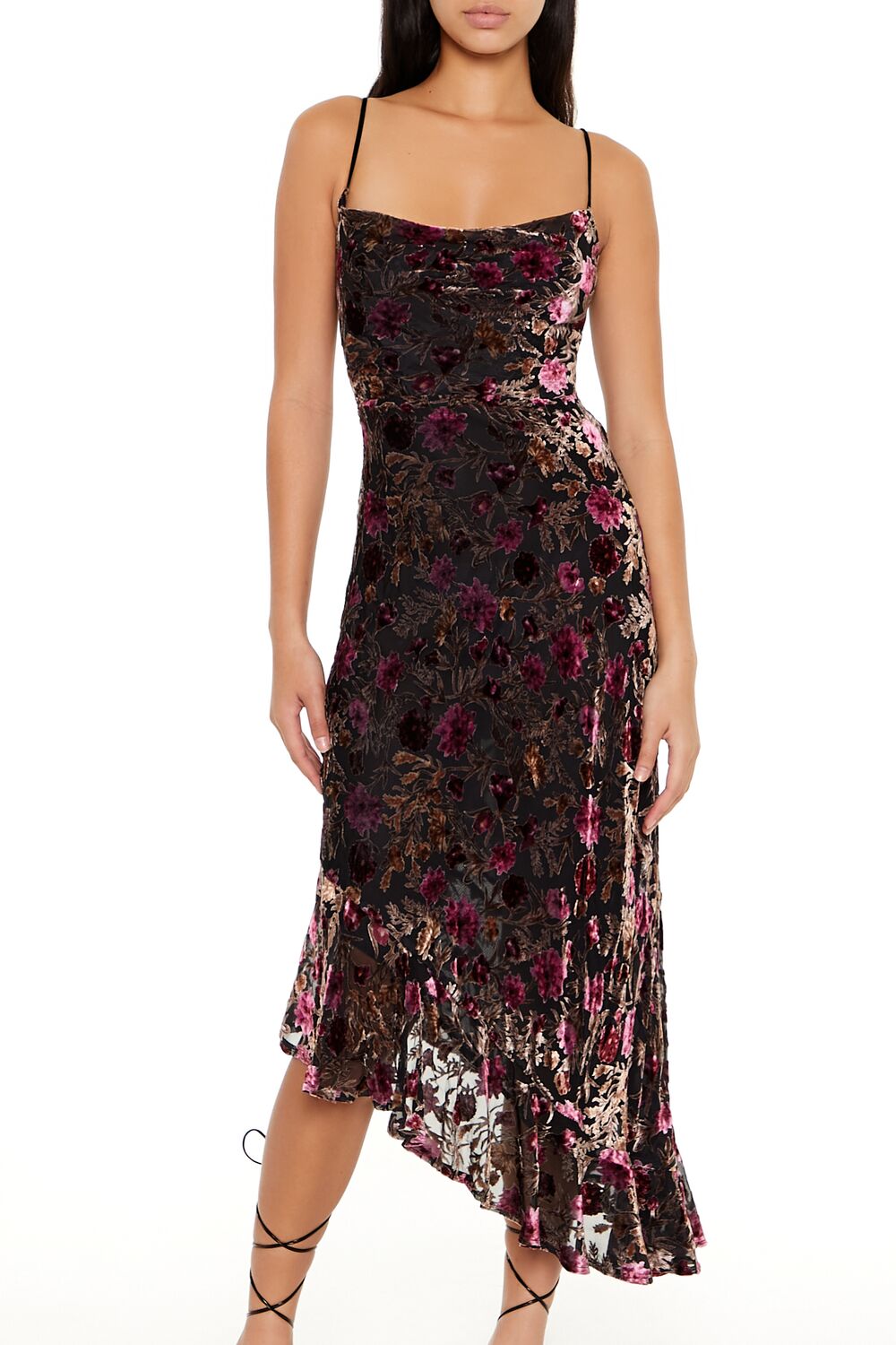 Asymmetrical Floral Midi Dress