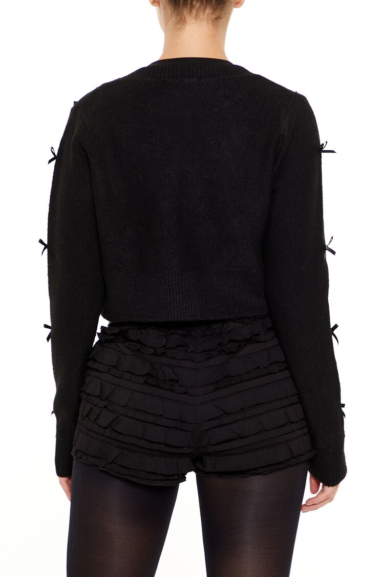 Bow & Faux Pearl Cardigan Sweater