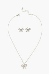Bow Necklace & Stud Earrings Set
