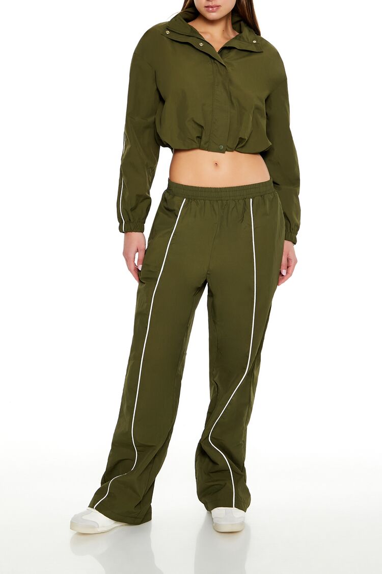 Active Piped-Trim Windbreaker Pants