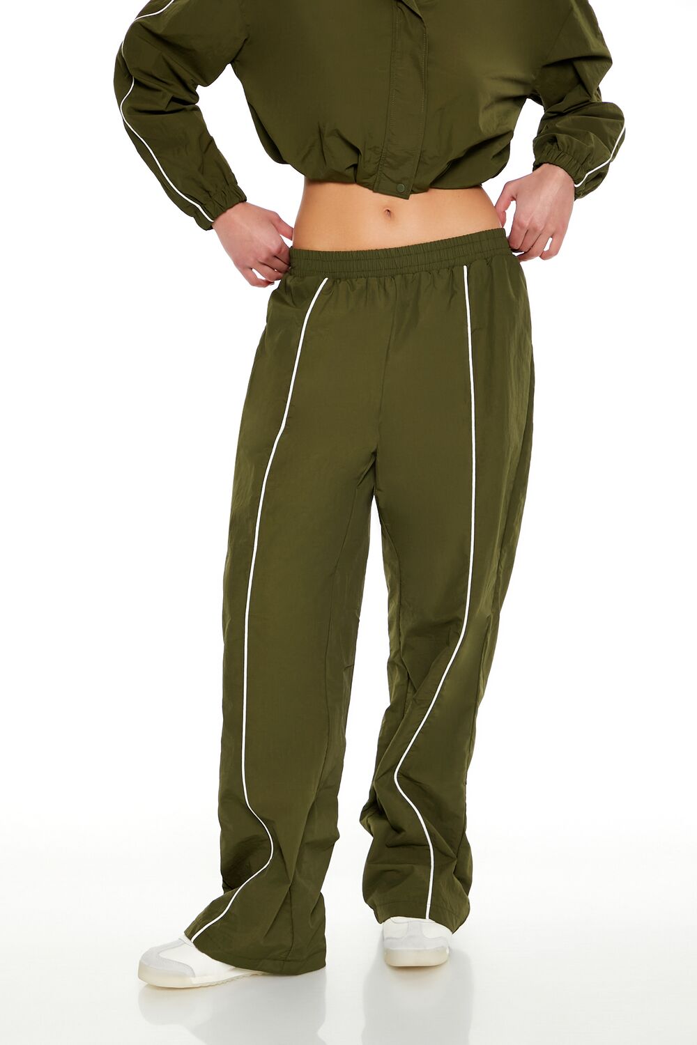 Active Piped-Trim Windbreaker Pants