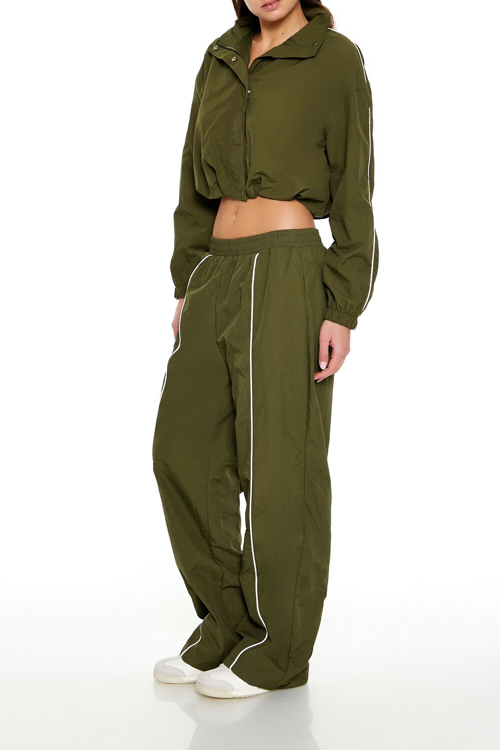 Active Piped-Trim Windbreaker Pants