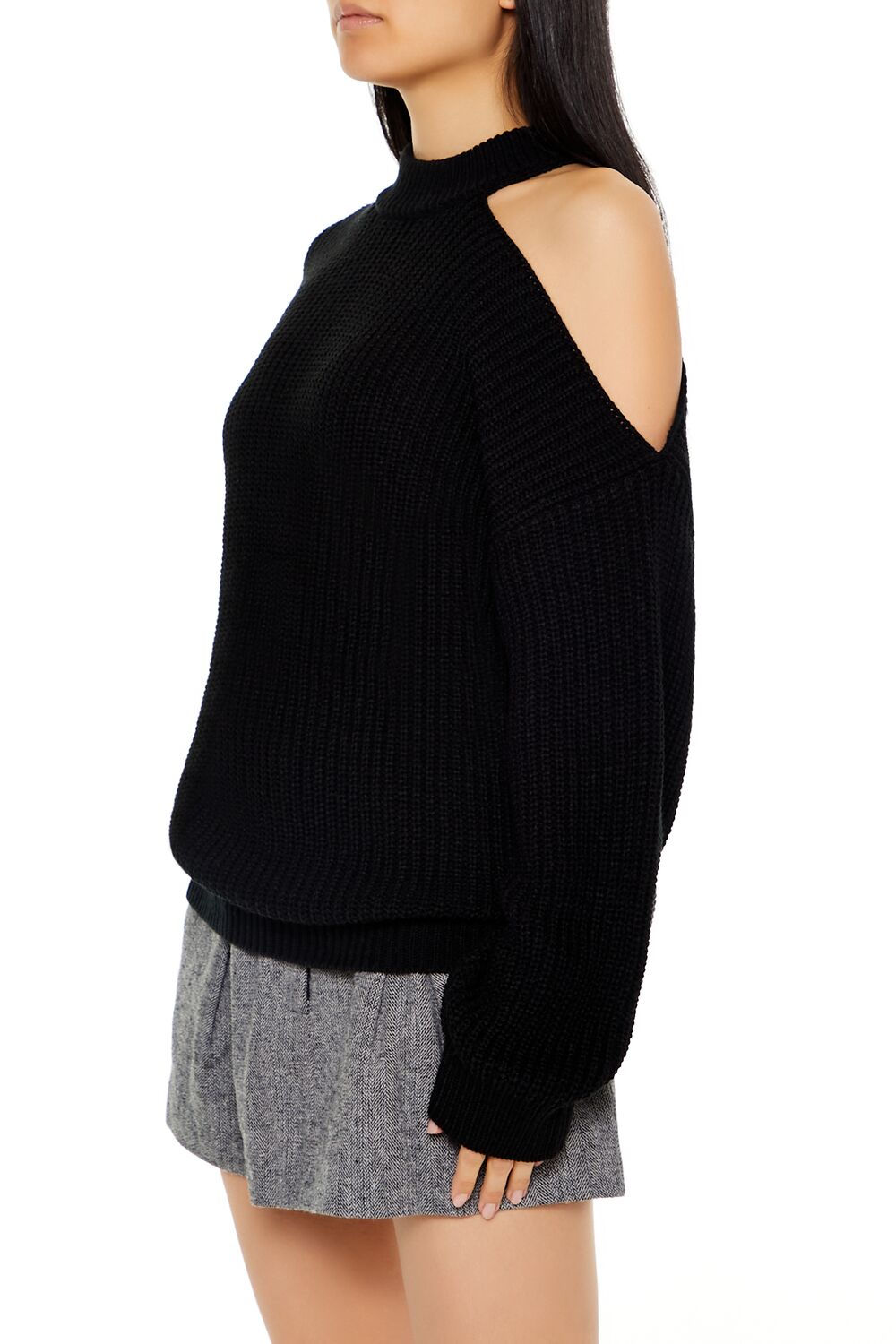 Asymmetrical Open-Shoulder Sweater