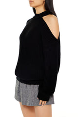 Asymmetrical Open-Shoulder Sweater