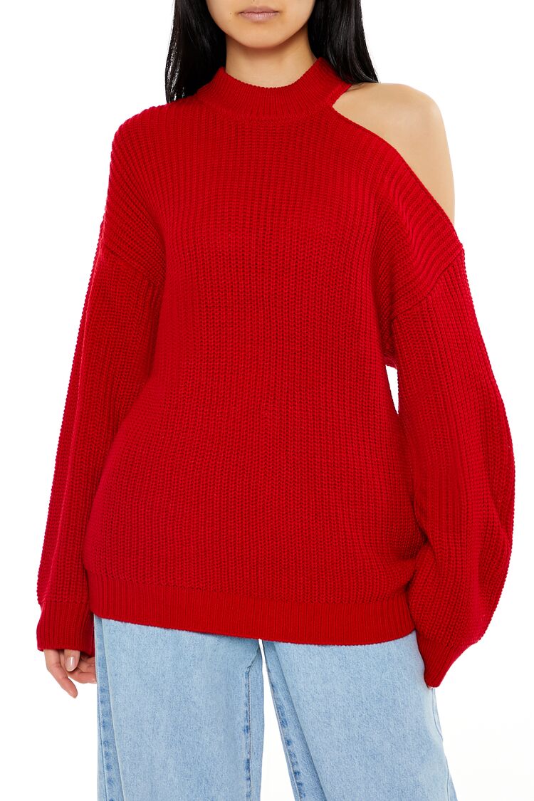 Asymmetrical Open-Shoulder Sweater