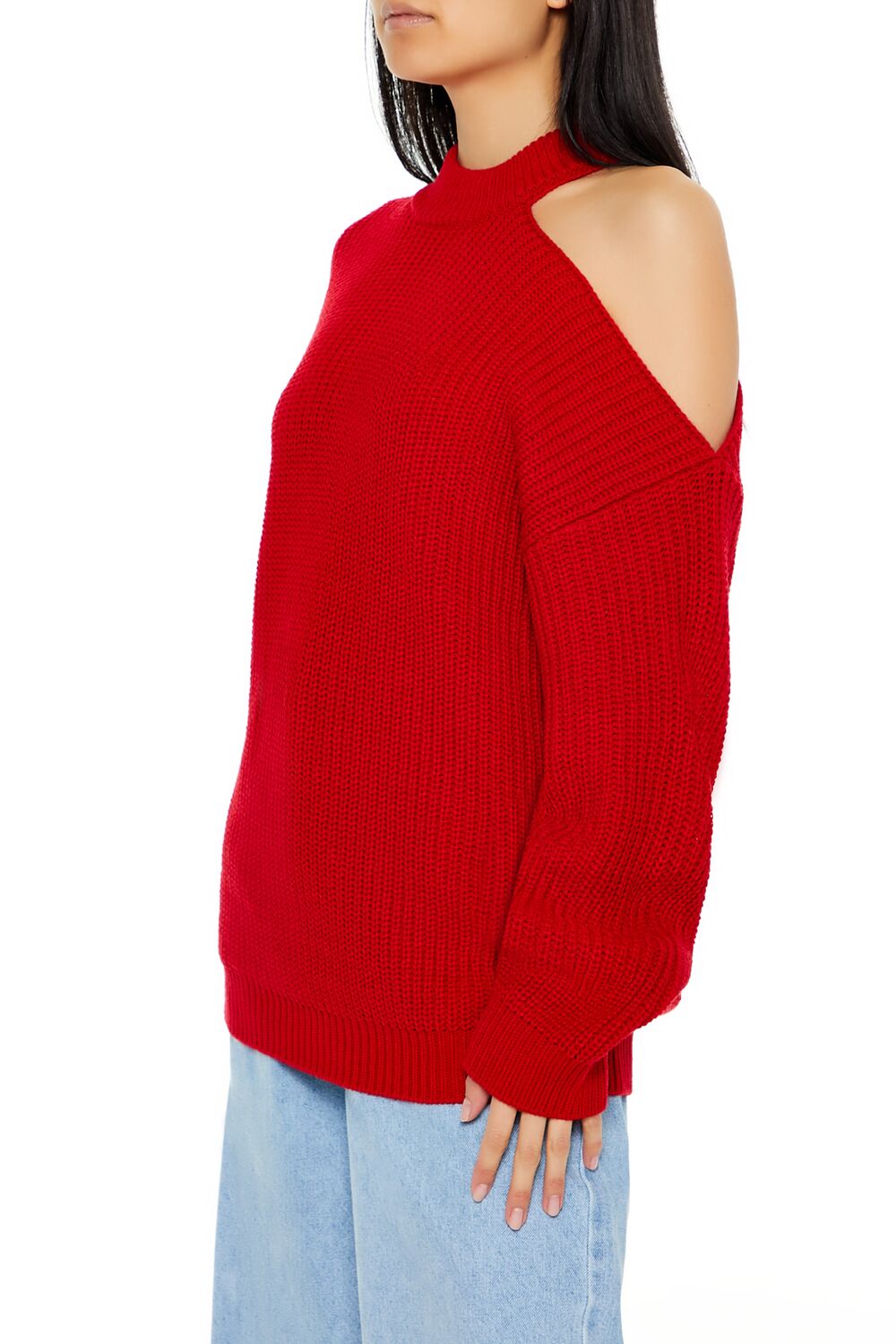 Asymmetrical Open-Shoulder Sweater