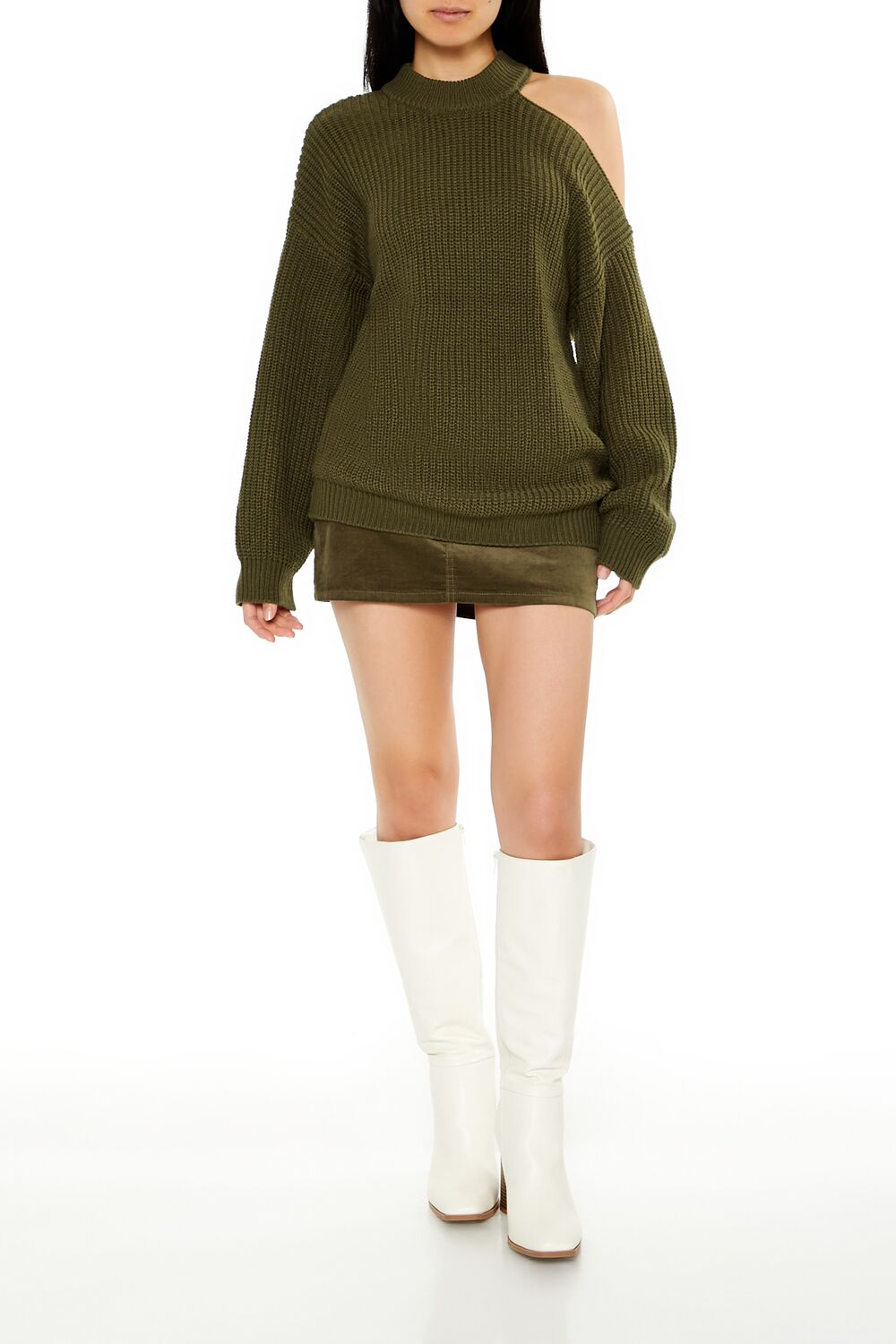 Asymmetrical Open-Shoulder Sweater