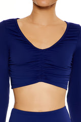 Active Ruched V-Neck Crop Top