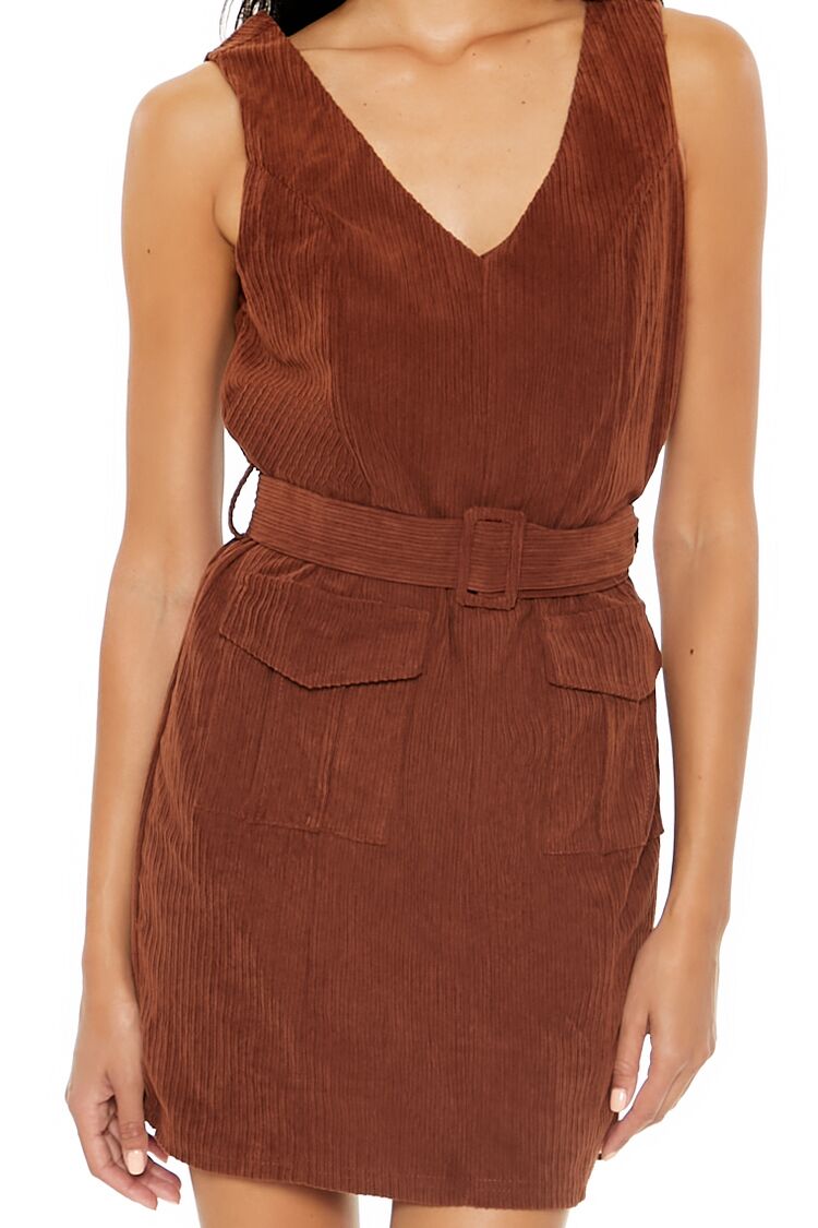 Belted Corduroy Mini Dress