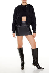 Button-Front Bomber Jacket