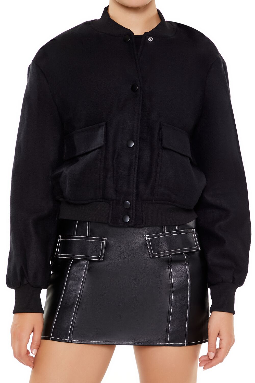 Button-Front Bomber Jacket