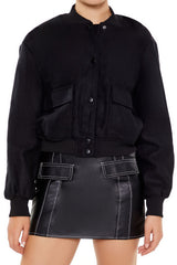 Button-Front Bomber Jacket