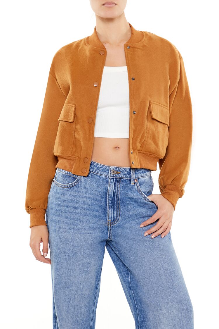 Button-Front Bomber Jacket